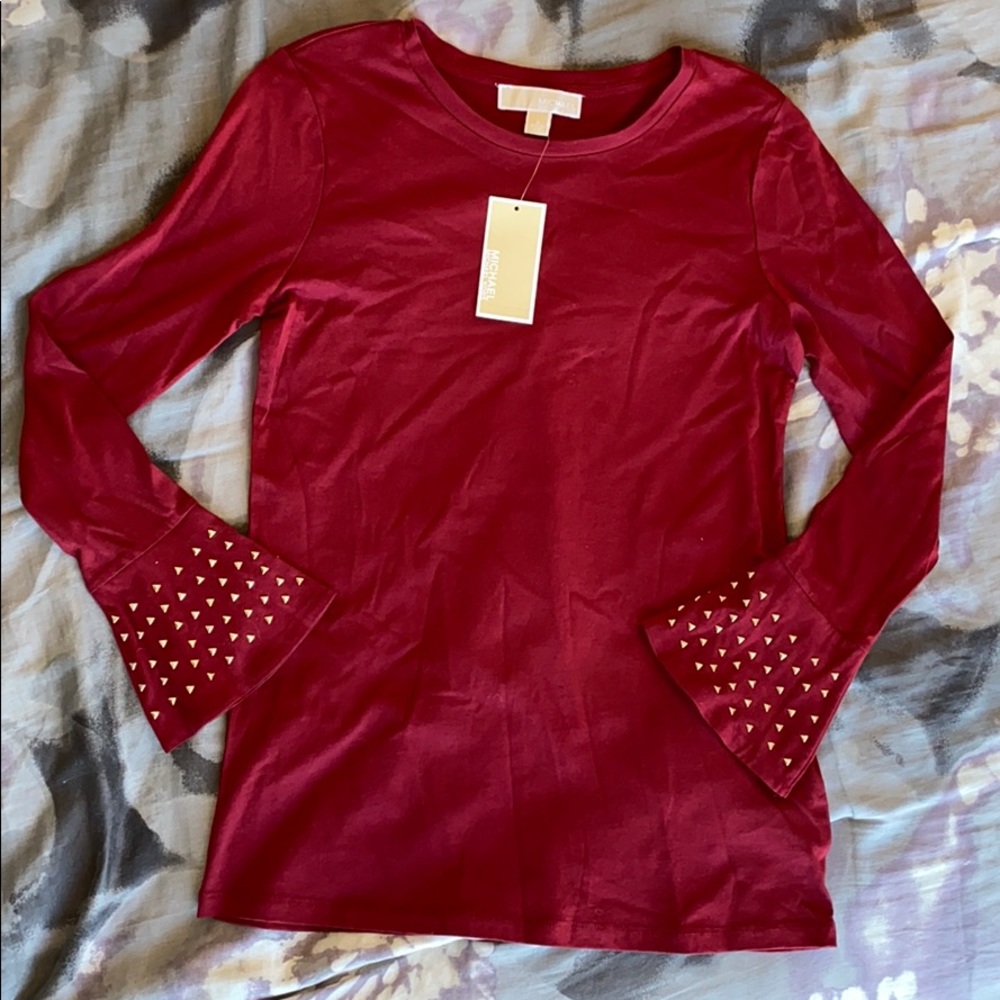 Michael Kors, maroon long sleeve shirt